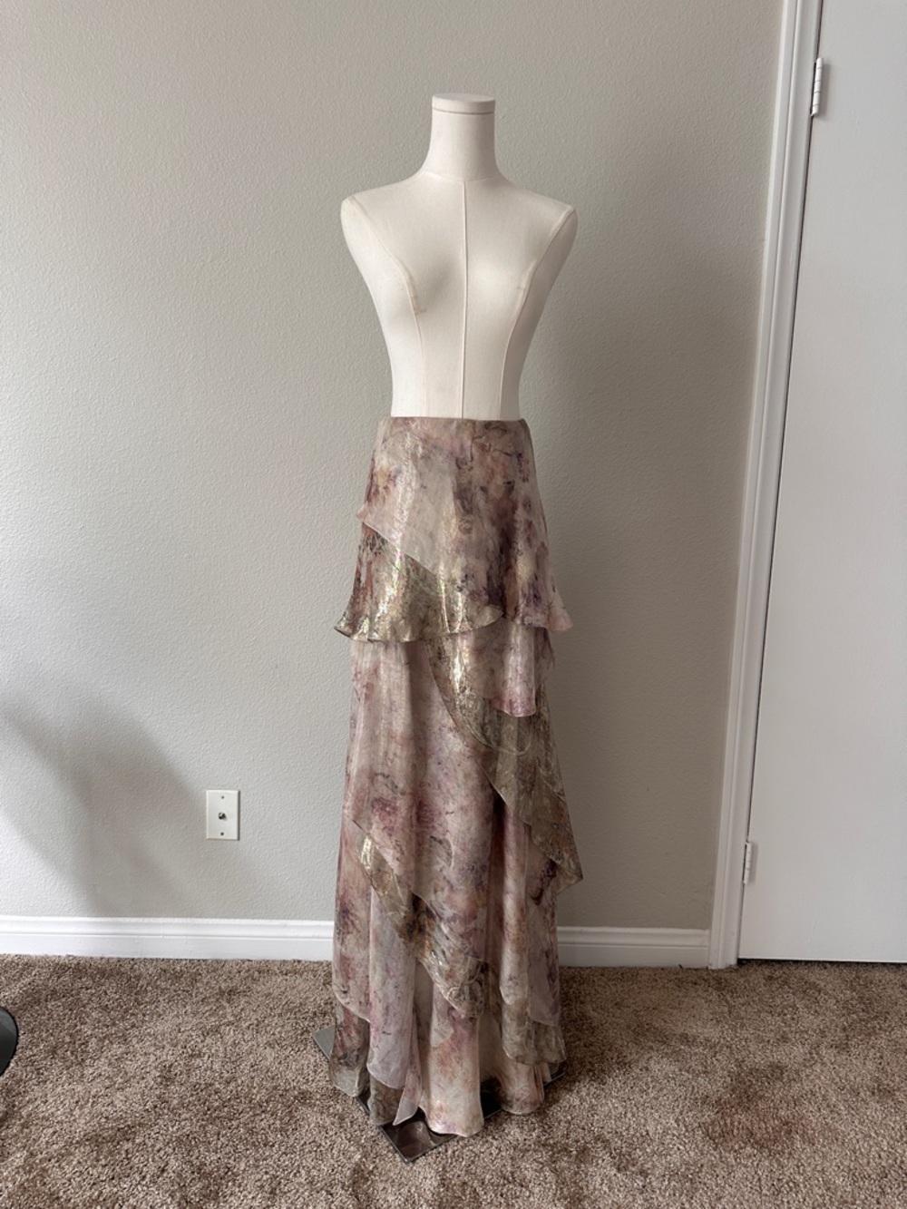 Ralph Lauren Purple Label Floral Metallic Silk Maxi Skirt - Picture 2 of 14